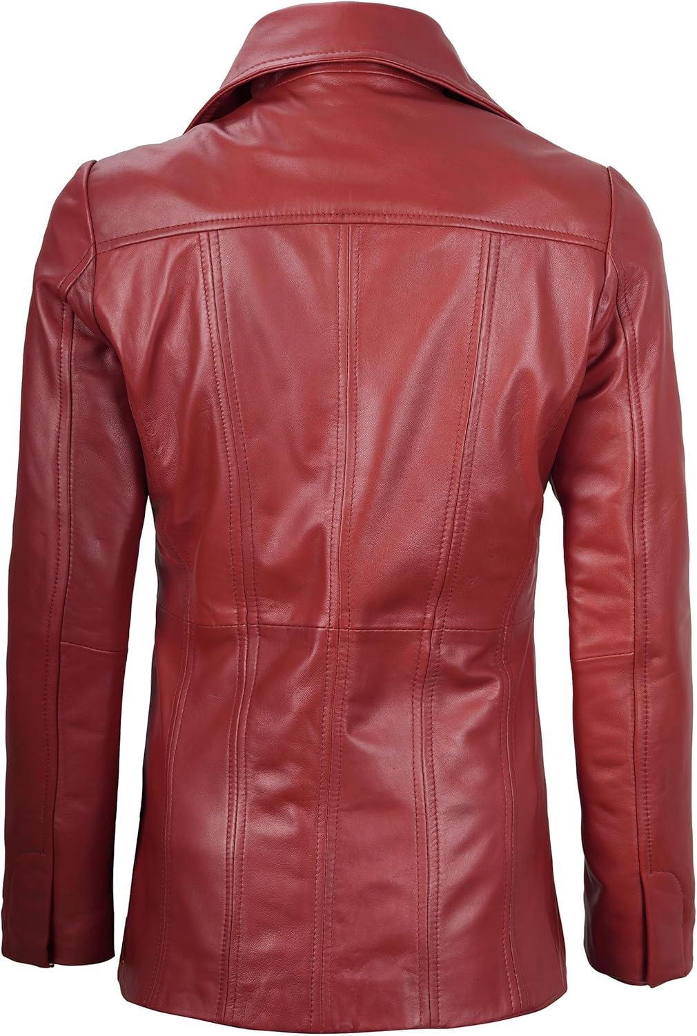 imageBlingsoul Leather Blazer Jacket Women  Leather Car Coats For WomenBitonto  Blazer Red