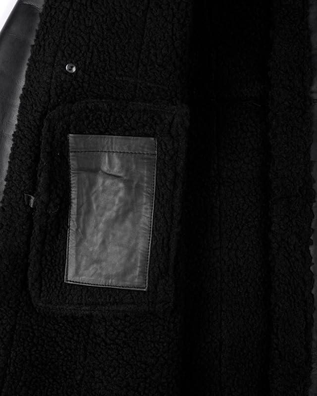 imageBlingsoul Leather Coats For Women  Real Lambskin Long Leather Jacket WomensBlack  Maura Shearling Coat