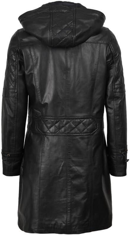 imageBlingsoul Leather Coats For Women  Real Lambskin Long Leather Jacket WomensLesa  Black Jacket