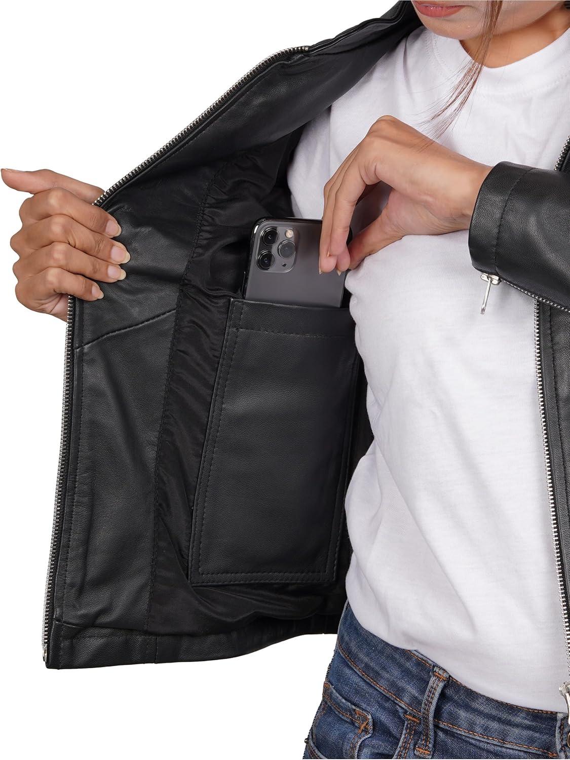 imageBlingsoul Real Leather Jacket Women  Cafe Racer Style Womens Leather JacketsRachel  Black Jacket