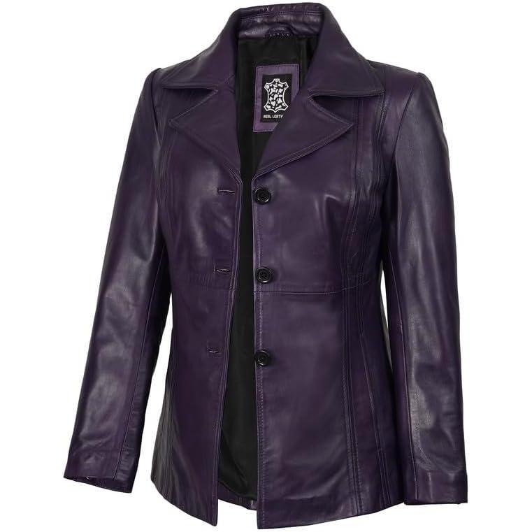 imageBlingsoul Leather Blazer Jacket Women  Leather Car Coats For WomenBitonto  Blazer Purple