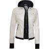 imageBlingsoul Leather Bomber Jacket Women  Real Lambskin Womens Leather Jackets with Detachable HoodOff White  Betty Jacket
