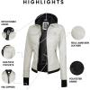 imageBlingsoul Leather Bomber Jacket Women  Real Lambskin Womens Leather Jackets with Detachable HoodOff White  Betty Jacket