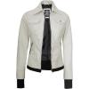imageBlingsoul Leather Bomber Jacket Women  Real Lambskin Womens Leather Jackets with Detachable HoodOff White  Betty Jacket