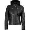 imageBlingsoul Leather Jacket Women  Real Lambskin Womens Leather Jackets with Detachable HoodBlack  Helen Jacket