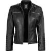imageBlingsoul Leather Jacket Women  Real Lambskin Womens Leather Jackets with Detachable HoodBlack  Helen Jacket