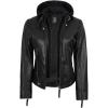 imageBlingsoul Leather Jacket Women  Real Lambskin Womens Leather Jackets with Detachable HoodBlack  Tonja Jacket