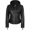 imageBlingsoul Leather Jacket Women  Real Lambskin Womens Leather Jackets with Detachable HoodBlack  Tonja Jacket