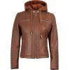imageBlingsoul Leather Jacket Women  Real Lambskin Womens Leather Jackets with Detachable HoodBrown  Helen Jacket