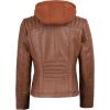 imageBlingsoul Leather Jacket Women  Real Lambskin Womens Leather Jackets with Detachable HoodBrown  Helen Jacket