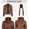 imageBlingsoul Leather Jacket Women  Real Lambskin Womens Leather Jackets with Detachable HoodBrown  Helen Jacket