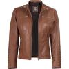 imageBlingsoul Leather Jacket Women  Real Lambskin Womens Leather Jackets with Detachable HoodBrown  Helen Jacket
