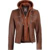 imageBlingsoul Leather Jacket Women  Real Lambskin Womens Leather Jackets with Detachable HoodBrown  Helen Jacket