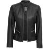imageBlingsoul Real Leather Jacket Women  Cafe Racer Style Womens Leather JacketsRachel  Black Jacket