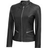 imageBlingsoul Real Leather Jacket Women  Cafe Racer Style Womens Leather JacketsRachel  Black Jacket