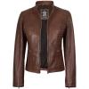 imageBlingsoul Real Leather Jacket Women  Cafe Racer Style Womens Leather JacketsRachel  Cognac Jacket