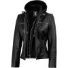 imageBlingsoul Leather Jacket Women  Real Lambskin Womens Leather Jackets with Detachable HoodBlack  Helen Jacket