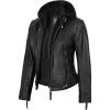 imageBlingsoul Leather Jacket Women  Real Lambskin Womens Leather Jackets with Detachable HoodBlack  Tonja Jacket