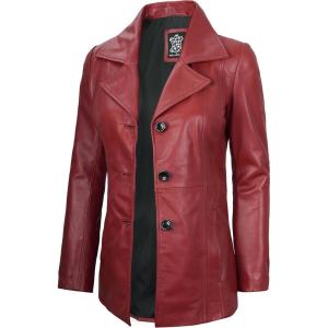 imageBlingsoul Leather Blazer Jacket Women  Leather Car Coats For WomenBitonto  Blazer Red