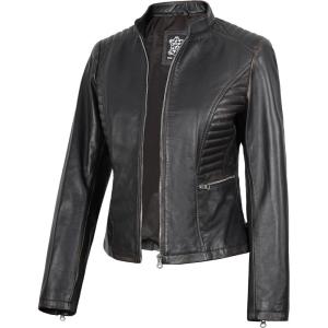 imageBlingsoul Real Leather Jacket Women  Cafe Racer Style Womens Leather JacketsN185  Brown Jacket