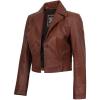 image:imageBlingsoul Trendy Short Real Lambskin Womens Leather Jacket  Cropped Leather Jacket WomenCognac  Oceana Cropped Jacket