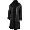image:imageBlingsoul Womens Long Leather Coat  Real Lambskin Leather Jacket with Shearling Collar Car Coat Style Leather Jacket WomenBlack  Maura Shearling Coat