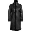 image:imageBlingsoul Womens Long Leather Coat  Real Lambskin Leather Jacket with Shearling Collar Car Coat Style Leather Jacket WomenBlack  Maura Shearling Coat
