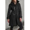 image:imageBlingsoul Womens Long Leather Coat  Real Lambskin Leather Jacket with Shearling Collar Car Coat Style Leather Jacket WomenBlack  Maura Shearling Coat
