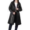 image:imageBlingsoul Womens Long Leather Coat  Real Lambskin Leather Jacket with Shearling Collar Car Coat Style Leather Jacket WomenBlack  Maura Shearling Coat