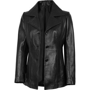 image:imageBlingsoul Leather Blazer Jacket Women  Real Leather Coat For WomensBitonto  Black Jacket