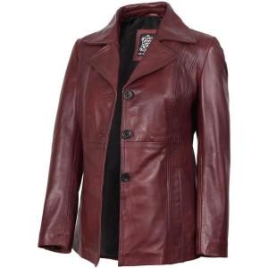 image:imageBlingsoul Leather Blazer Jacket Women  Real Leather Coat For WomensBitonto  Blazer Maroon