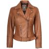 image:imageBlingsoul Classic Asymmetrical Style Leather Jacket Women  Real Lambskin Moto Biker Jacket For WomensAldo  Brown Jacket
