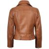 image:imageBlingsoul Classic Asymmetrical Style Leather Jacket Women  Real Lambskin Moto Biker Jacket For WomensAldo  Brown Jacket