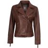image:imageBlingsoul Classic Asymmetrical Style Leather Jacket Women  Real Lambskin Moto Biker Jacket For WomensCognac  Ramsey Jacket