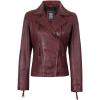 image:imageBlingsoul Classic Asymmetrical Style Leather Jacket Women  Real Lambskin Moto Biker Jacket For WomensMaroon  Ramsey Jacket