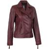image:imageBlingsoul Classic Asymmetrical Style Leather Jacket Women  Real Lambskin Moto Biker Jacket For WomensMaroon  Ramsey Jacket