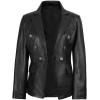 image:imageBlingsoul Double Breasted Leather Blazer Womens  Stylish Real Lambskin Casual Leather Coat For WomenKinley  Black Blazer Jacket