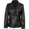 image:imageBlingsoul Double Breasted Leather Blazer Womens  Stylish Real Lambskin Casual Leather Coat For WomenKinley  Black Blazer Jacket
