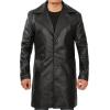 image:imageBlingsoul Genuine Leather Car Coat for Men  Stylish Real Lambskin Long Leather Jacket Mens with Lapel CollarJackson  Black Car Coat