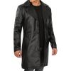 image:imageBlingsoul Genuine Leather Car Coat for Men  Stylish Real Lambskin Long Leather Jacket Mens with Lapel CollarJackson  Black Car Coat