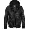 image:imageBlingsoul Mens Hooded Leather Jacket with Removable Hood Biker Style Real Bomber Leather Jacket Men Wind Resistant OuterwearEdinburgh  Black Jacket