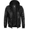 image:imageBlingsoul Mens Hooded Leather Jacket with Removable Hood Biker Style Real Bomber Leather Jacket Men Wind Resistant OuterwearEdinburgh  Black Jacket