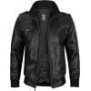image:imageBlingsoul Mens Hooded Leather Jacket with Removable Hood Biker Style Real Bomber Leather Jacket Men Wind Resistant OuterwearEdinburgh  Black Jacket