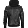 image:imageBlingsoul Mens Hooded Leather Jacket with Removable Hood Biker Style Real Bomber Leather Jacket Men Wind Resistant OuterwearEdinburgh  Black Jacket