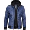 image:imageBlingsoul Mens Hooded Leather Jacket with Removable Hood Biker Style Real Bomber Leather Jacket Men Wind Resistant OuterwearEdinburgh  Blue Jacket