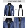 image:imageBlingsoul Mens Hooded Leather Jacket with Removable Hood Biker Style Real Bomber Leather Jacket Men Wind Resistant OuterwearEdinburgh  Blue Jacket