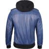 image:imageBlingsoul Mens Hooded Leather Jacket with Removable Hood Biker Style Real Bomber Leather Jacket Men Wind Resistant OuterwearEdinburgh  Blue Jacket