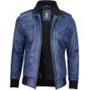 image:imageBlingsoul Mens Hooded Leather Jacket with Removable Hood Biker Style Real Bomber Leather Jacket Men Wind Resistant OuterwearEdinburgh  Blue Jacket