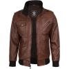 image:imageBlingsoul Mens Hooded Leather Jacket with Removable Hood Biker Style Real Bomber Leather Jacket Men Wind Resistant OuterwearEdinburgh  Brown Jacket