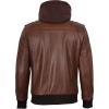 image:imageBlingsoul Mens Hooded Leather Jacket with Removable Hood Biker Style Real Bomber Leather Jacket Men Wind Resistant OuterwearEdinburgh  Brown Jacket